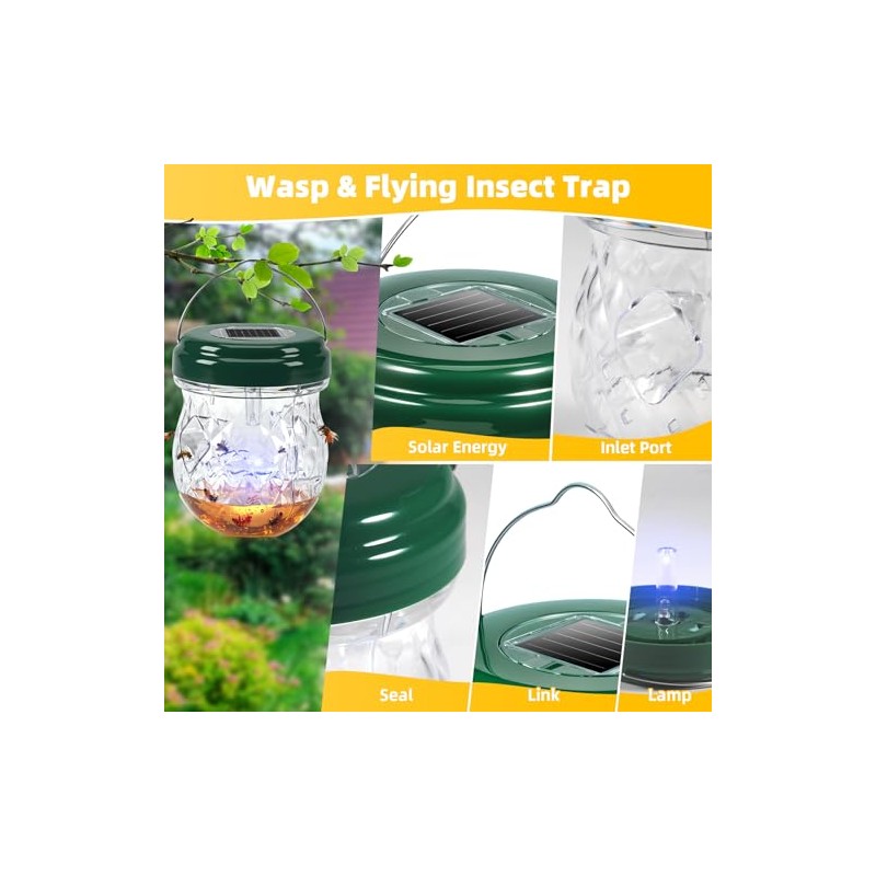 2026 New Wasp Traps Outdoor Hanging with LED Light, 4