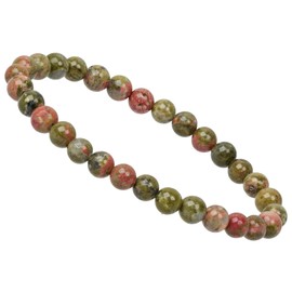 ELEDORO Stretch Bracelet Made of Real Gemstone Beads (6 mm) - Pearl Bracelet for Stylish Elegance, Gemstone, Unakite