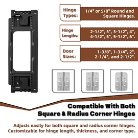 Door Jamb Hinge Jig Compatible with 8 Sizes from 2-1/2" to 6" and 5 Door Thickness from 1-3/8" to 2-1/2", Precise Efficient Hinge Installation (Black)