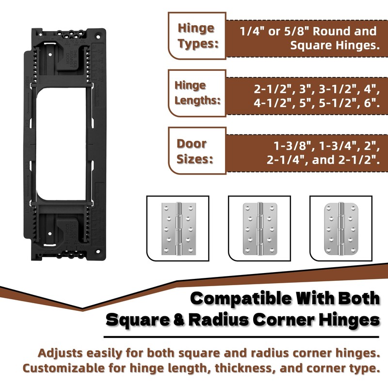 Door Jamb Hinge Jig Compatible with 8 Sizes from 2-1/2"