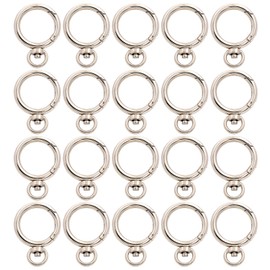 BIKICOCO Spring Gate Ring with Swivel Loop O-Ring Clasp Push Gate Snap Hook Bag Clasp Spring Buckle, Silver - 20 Pcs