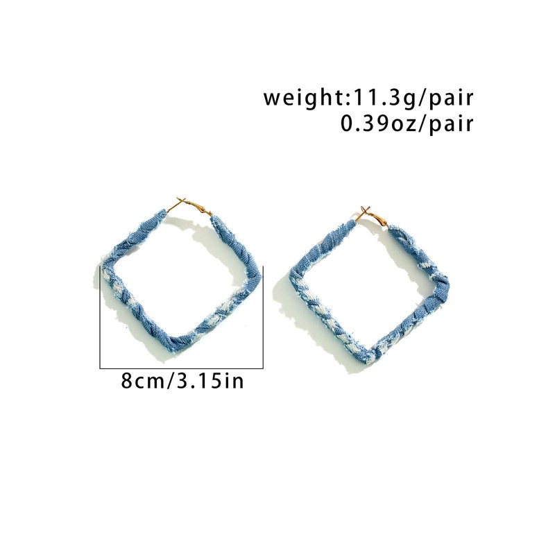 Denim Earrings for Women Exaggerated Denim Hoop Earrings Circle Heart