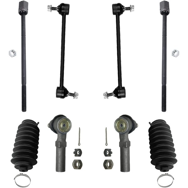 Detroit Axle - Front Sway Bar Links + Inner Outer Tie Rods + Boots Replacement for 2004-2007 Ford Freestar Mercury Monterey - 8pc Set