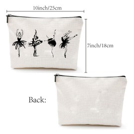 CREATCABIN Ballet Dancer Makeup Bag, Cosmetic Bag, Canvas, Multi-Purpose Pencil Case, Metal Zip, Toiletry Bag, Travel Purse, Portable, for Women, Students, Dance Lovers, Gift, 25 x 18 cm