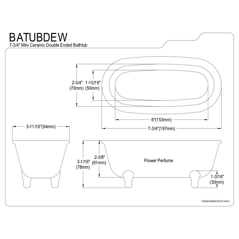 Kingston Brass BATUBDEW Aqua Eden Mini Ceramic Double Ended Bathtub,