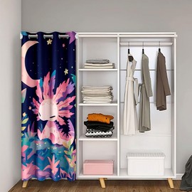 Feelyou Boys Girls Cute Axolotl Door Curtain for Doorway Privacy 1 Panel, 52"x80", Cartoon Salamander Blackout Curtain Kawaii Closet Door Cover Curtain for LivingKids Ocean Sealife Doors with Windows