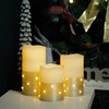 H-BLOSSOM Flickering Flameless Candles Ivory Real Wax Pillar with Embedded