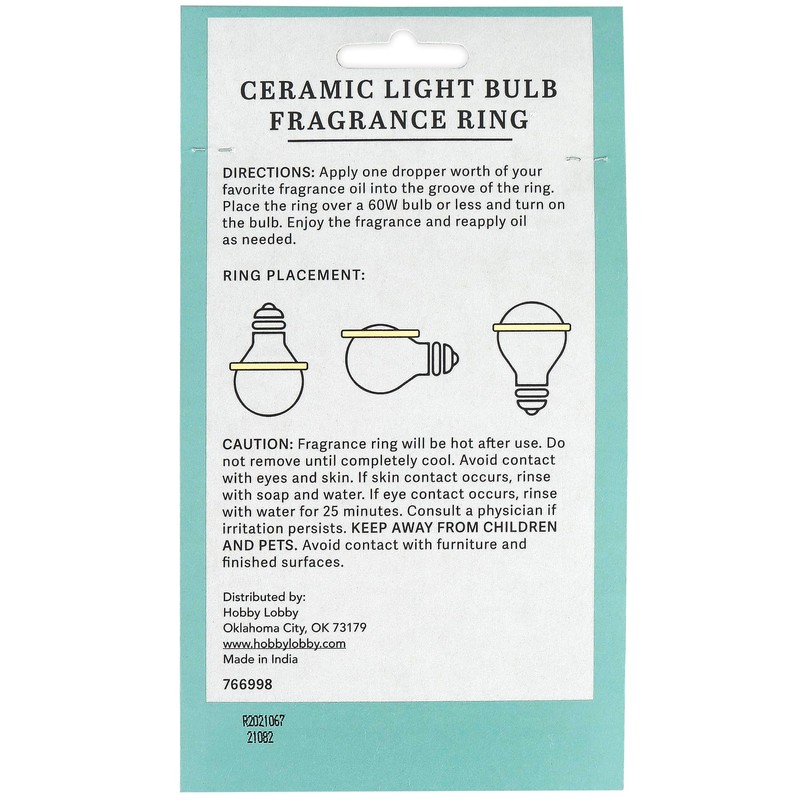 Ceramic Lightbulb Fragrance Ring and Dropper, 4 x 1/2 Inches