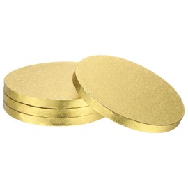 uxcell 4pcs Cake Boards, 6 Inch Round Cake Drum Circle Cake Base Grease Proof Pastry Board for Cake Baking Wedding Birthday Party Supplies Gold