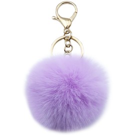 Xsclpomddy Pom Pom Keychain Artificial Soft Rabbit Hair Bag Pendant Ball Keyring for Handbag Car Pendant Decoration, Light purple