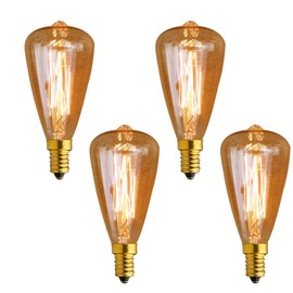 Lxcom Lighting Edison Light Bulb Vintage Incandescent Bulbs E14 40W Antique Filament ST48 Bulb Warm White 2200K Decorative Chandelier Amber Glass Bulb AC 110V, 4 Pack