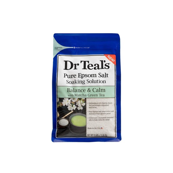 Dr. Teal's Epsom Salt Matcha Green Tea Bath Soaking Solution with Essential Oils - 3 lbs