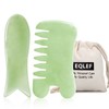 EQLEF Jade Gua Sha Scraping Massage Tool 2 Pcs Natural