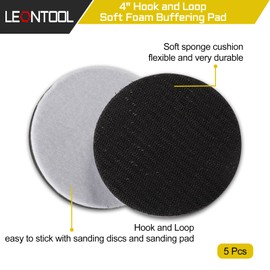 LEONTOOL 4 Inch Hook and Loop Soft Sponge Cushion Interface Buffer Pad 5 Packs Soft Sponge Cushion Buffer Backing Pad for Cable Orbital Sander