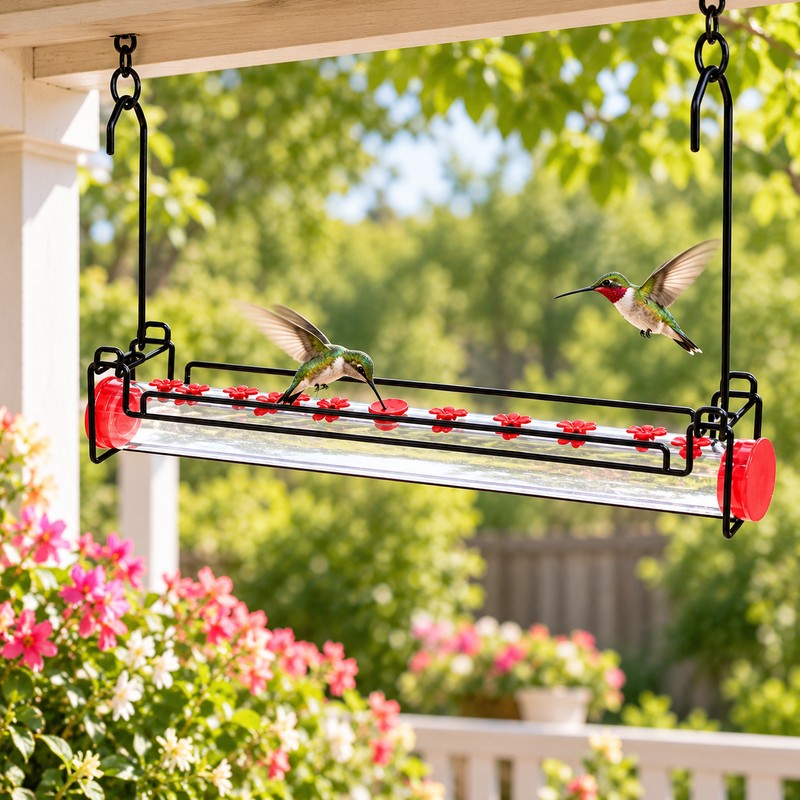 Hummingbird Feeder for Outdoors, 18-Inch Hanging Nectar Feeder with Multiple