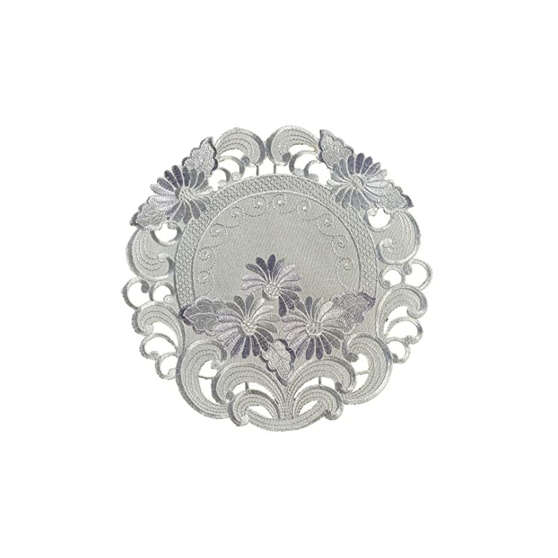 Table Runner Table Cloth Table Runner Embroidered Flowers Silver Grey