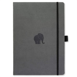 Dingbats - Wildlife Dotted Extra Large Notebook, Grey Elephant, A4 - Hardcover - Cream 100gsm Ink-Proof Paper - Includes Elastic Closure & Bookmark