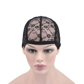 3 Pcs Black Lace Wig Caps for Wig Making Wigs Hair Net for Women with Adjustable Straps to Hold Wigs in Place (Black L)