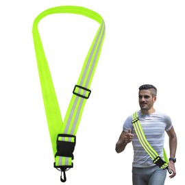 Aeipou Adjustable Reflective Safety Sash with Clip – High-Visibility Running Belt for Walking, Cycling, Night Sports – Reflective Gear for Men & Women, Fluorescent Green