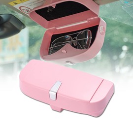 ATMOMO Pink Car Sun Visor Glasses Case Sunglasses Holder Clip Box Car Sunglasses Organizer Mount with Ticket Card Clip