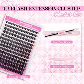FADLASH DIY 40D Lash Extension Kit Individual 0.07D Curl Eyelash Extension Kit with Lash Bond and Seal and Lash Applicator Tool for Self Application at Home (40D, 8-16mm)