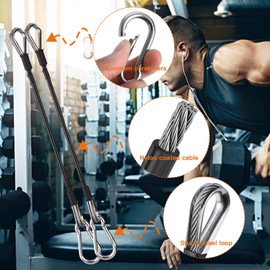 AIKESIWAY 2PCS Gym Cable Extension,Replacement Cable Machine Accessories,Cable Pulley Attachments for Gym -Thick 5mm(0.2inch) Heavy Duty Steel Wire Rope for Home Gym Cable (39 inch (2PCS))