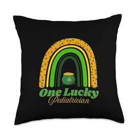 Lucky Pediatrician St. Patrick's Day Irish Ireland Shamrock Throw Pillow