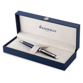 Waterman Hémisphère Ballpoint Pen | Black and Blue Lacquer with Palladium Coated Trims | Medium Tip | Gift Box