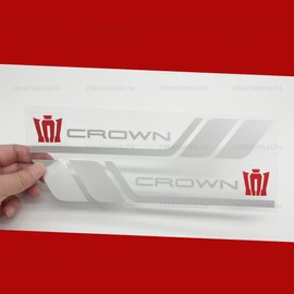 Crown Fender Emblem Door Sticker Body Rear Side Glass Side Skirt Improve Appearance Cool Hide Scratch Heat Resistant Reflective Waterproof (Ginyaku)