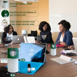 Generic CAR AIR DIFFUSERS for Essential Oils, H20 Diffuser HUMIDIFIER, Mini Cute HUMIDIFIER for Small Room, Perfect to Decorate Your Set UP- Cute Mini Humidifier with 2 Different Essential Oil, Green