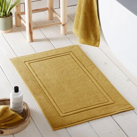 Drift Home - Ochre Bath Mat (50 x 80cm) - Soft & Absorbent - 550GSM Premium Bathroom Mat - Sustainable Cotton (BCI) - Recycled - Machine Washable - Bath Rug Yellow Ochre - Ochre Bath Rug