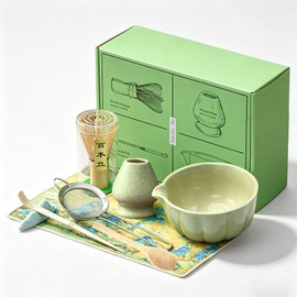 Matcha Whisk Set, 8 Piece Japanese Matcha Making Kit with Ceremony Set with Sifter, Bowl, Holder, Whisk, Scoop for Traditional Tea Ceremony, Ideal Gift for Home & Kitchen