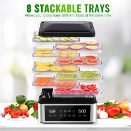 Food Dehydrator Machine, 8 Stainless Steel Trays Food Dehydrator with 48H Digital Adjustable Timer & Temperature Control, Dehydrators for Jerky, Fruit, Veggies, Meat, Herbs, Dog Treats