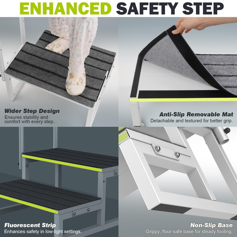 DEPSUNNY RV Steps with Dual Handrails, 2 Step Stool with