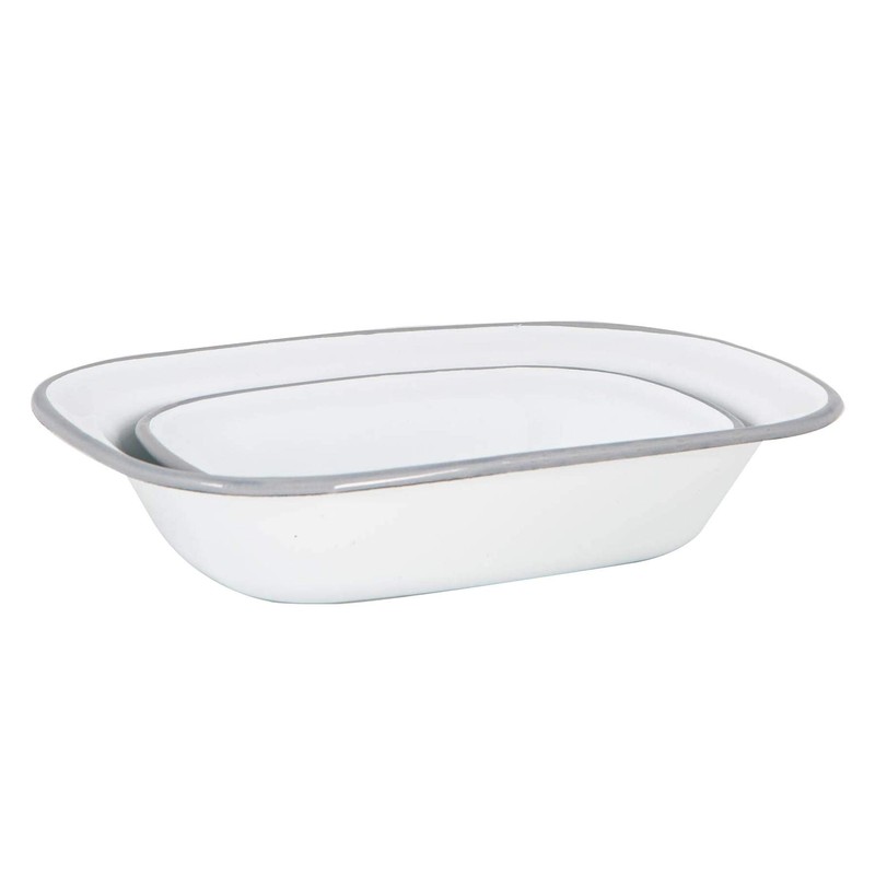 Argon Tableware 2 Piece White Enamel Pie Dishes Set -