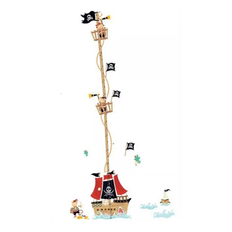 DaraBaby Vinil Decorativo Infantil Con Regla De Medición Barco Pirata
