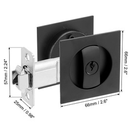 PATIKIL Recessed Door Lock with Keys, Square Pocket Door Lock Invisible 2 Sided Privacy Door Hardware for Bathroom Bedroom Barn Sliding Door for 1-3/8" to 2" Thickness Door, Matte Black