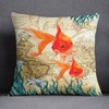 S4Sassy Decorative Mediterranean Style Ocean Goldfish Print Square Pillow Cover