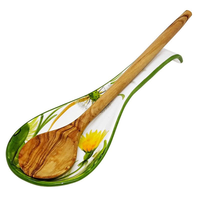Lashuma Handmade Spoon Holder Ceramic Spoon Rest Dandelion Cutlery Tray