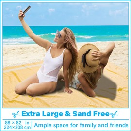 Oversized Turkish Beach Towel Blanket XXL Cotton Sandproof Towels Boho Woven Extra Large Big Sand Free Giant Throw Thick Blankets Huge Quilt XL Picnic Camping Necessities Cloud For Adult Gifts Yellow