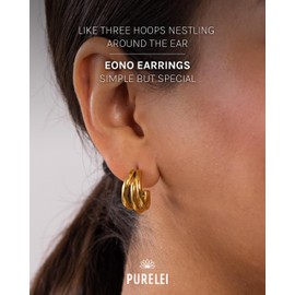 PURELEI® Eono Earrings, Gold, Silver, Rose Gold, Women's Earrings Made of Durable Stainless Steel, Waterproof Jewellery, 20 mm Diameter, Sterling Silver