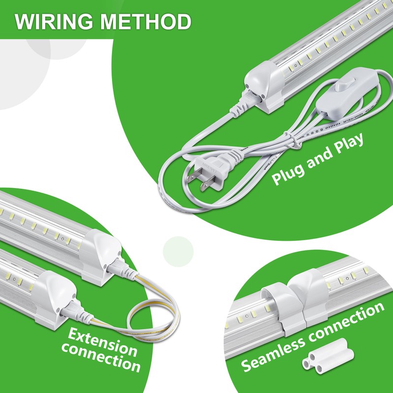 Skymoatled 4Pack 8FT LED Shop Light Garage Lights,100W 6000K 15000LM