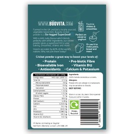 Bugvita Cricket Flour, 100g (5 Servings) - Pure Cricket Powder. Sustainable & High-Protein, Sports Nutrition, Cooking & Baking Ingredient. Made in the UK