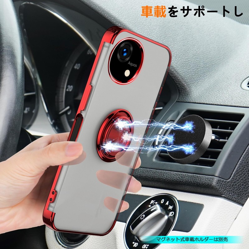 Aquos Wish5 Case with Ring, Clear, SH-52F, Shockproof, Stand Function,