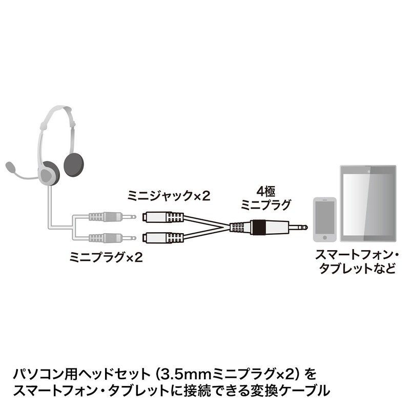 Sanwa Supply Headphone + Microphone Adapter Cable (3-Pole Female x