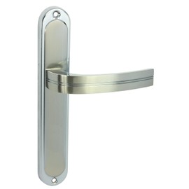 domino Door handle blind handle set, long plate set, door handle for room door, office door, cellar door and interior door, L-shape, aluminium door fittings, chrome door handle set, DEKAN M6/M9