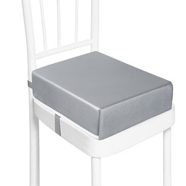 Booster Seat Chair, Washable, Dismountable, Portable Booster Seat, Toddler Dining Room Chair, Raised Pad, Dining Room Booster Seats with 2 Safety Buckle Straps, Children's Seat Cushion, Grey