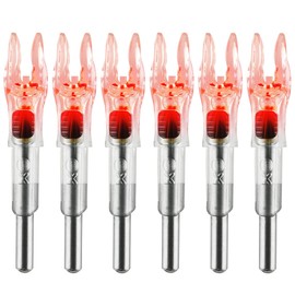 6PCS X Lighted Nocks for Arrows with .204 .233 .244 .246 Inside Diameter with H, S, GT Bushings High-Visibility LED Arrow Nocks, ON/Off Switch Included