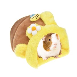 MuYaoPet Rabbit Guinea Pig Snuggle Sack Fleece Bed for Cage Small Animal Hamster Chinchilla Bed House for Squirrel Rat (S, Yellow Bee)