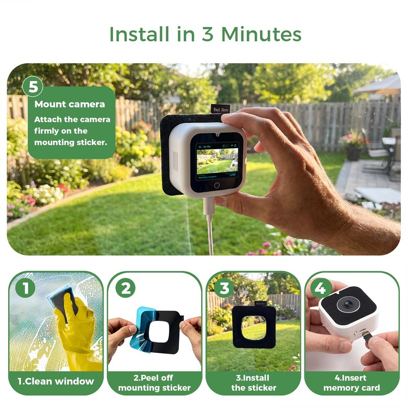 IdeaBeam Window Camera with Smart Screen, 3K 5MP Indoor Window